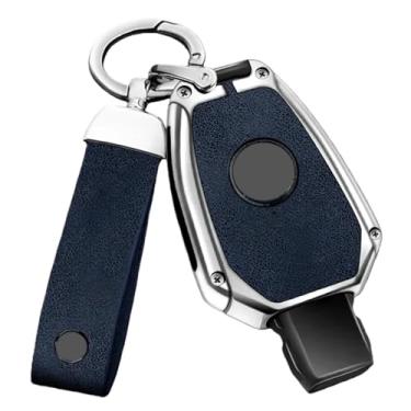 Imagem de Capa de couro de liga de zinco com 2/3 botões para chave remota de carro compatível com Benz ABGR Classe GLA GLK W176 W204 W251 W463 Acessórios.(C-silver blue)