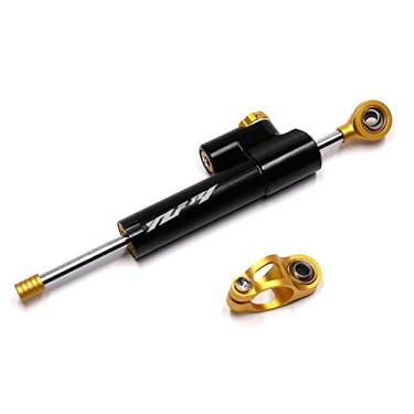 Imagem de HSPTR Estabilizador de direção de amortecedor CNC para motocicleta, controle de segurança invertido linear com suporte para YZF R6 2006-2017 YZFR1 kit de montagem (preto dourado YZFR1)