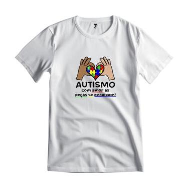 Imagem de Camiseta Autismo Frase Peças Se Encaixam 100% Algodão Premium - Sete S