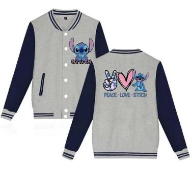 Imagem de Jaqueta De Moletom Unissex Infantil Y2K Disney Stitch Estilo Baseball 