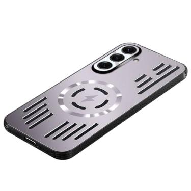 Imagem de POYUFRG Capa magnética para Samsung Galaxy S26 Ultra/S26 Plus/S26, capa fina de metal oco para dissipação de calor com capa de proteção para câmera, roxa, S26 Ultra