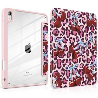 Imagem de TWOLSKOO Capa para iPad de 11ª e 10ª geração com suporte para lápis, suporte de três dobras, hibernar/despertar automático, parte traseira de acrílico transparente com amortecedor de TPU, para iPad de