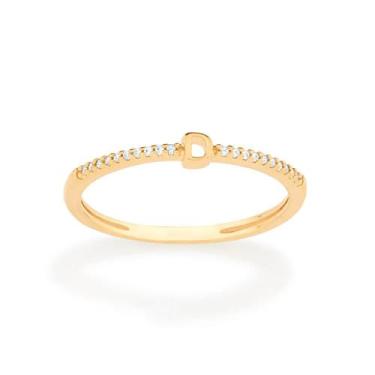 Imagem de Anel Rommanel Letras Folheado a Ouro com Zircônia 513071, Dourado, 20