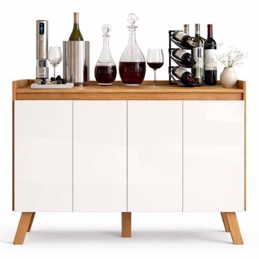 Imagem de Buffet Aparador Atlas 4 Portas Cinamomo/branco Tx - Pr Móveis Cinamomo/branco Tx