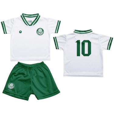 Imagem de Kit Camiseta e Shorts Branco Bebê Palmeiras - Torcida Baby-Masculino