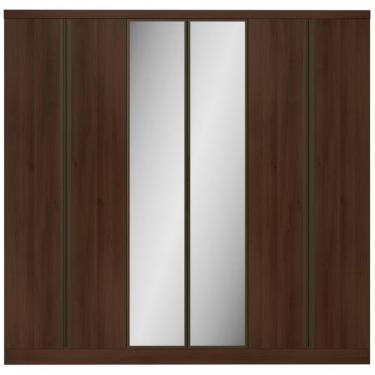 Imagem de Guarda Roupa Casal Monte Rei 6 Portas Bater 6 Gavetas MDP com Espelho Café-avelã Bartira