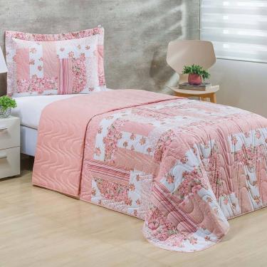 Imagem de Cobre Leito Solteiro Colori Dupla Face 200 Fios Estampado 2 Peças Blush Rosa
