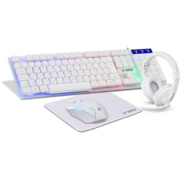 Imagem de Kit GT Gamer Headset + Teclado + Mouse + Mousepad Branco