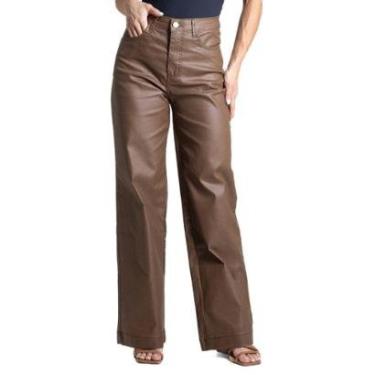 Imagem de Calça Resinada Sawary Wide Leg -282514 - marrom 36-Feminino