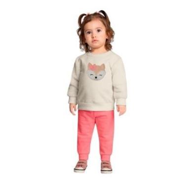 Imagem de Conjunto de Moletom Infantil Menina com Pelinhos na Manga da Kyly-Feminino
