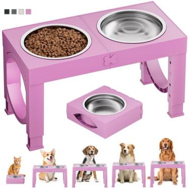 Imagem de Suporte Elevado Ajustável para Comedouro de Cães XiaZ em Aço Inoxidáve