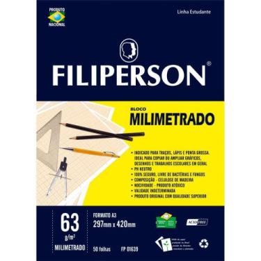 Imagem de Bloco Tecnico sem Margem Milimetrado A-3 63G.50F.BRANCO - Filiperson