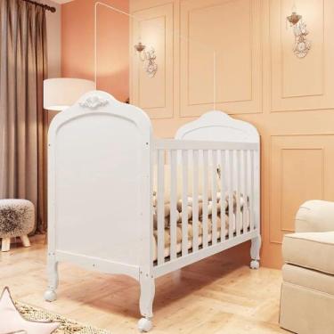 Imagem de Berço Peroba Elô Americano Branco 100% MDF 2 em 1 Infantil, U, BRANCO