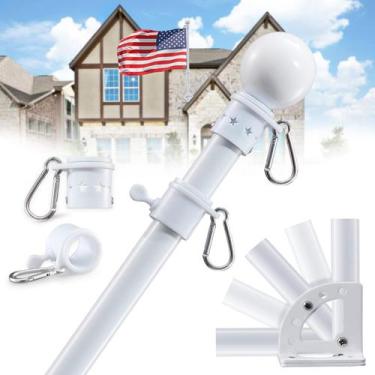 Imagem de Kit de Mastro de Bandeira Resistente LAKEROD 1,5 m Branco