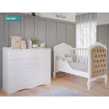 Imagem de Quarto De Bebê Berço Mini Cama Com Capitone Harmonia E Cômoda 1 Porta