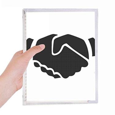 Imagem de Caderno com desenho de gesto Shake Hands com folhas soltas e diário recarregável