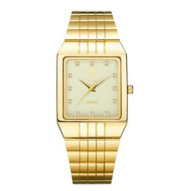Imagem de SKMEI Relógio de pulso masculino e feminino, relógio analógico de luxo legal com aço inoxidável à prova d'água com mostrador quadrado, relógio de mão para casal, Branco masculino,