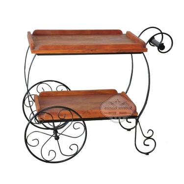 Imagem de Carrinho de Chá M Arabesco Rococó em Madeira de Demolição Sudeste Rústico