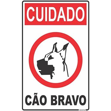 Imagem de Placa De Sinalizacao Cuidado Cao Bravo 16X25Cm. Pacote Com 05-82197