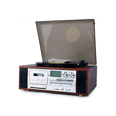 Imagem de Toca-discos retrô, toca-discos de música, toca-discos Bluetooth mala para disco de vinil, toca-discos de 3 velocidades e rádio C (toca-discos) Olá