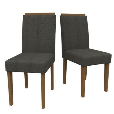 Imagem de Conjunto 4 Cadeiras Amanda Imbuia Veludo Linho - New Ceval