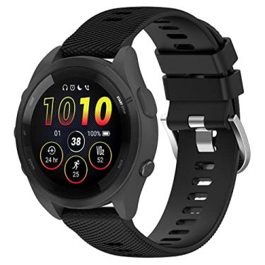 Imagem de MOTONG Pulseira de substituição para Garmin Forerunner 265S de 18 mm para relógio de pulso para Garmin Forerunner 265S/255S/255S Music (silicone preto)
