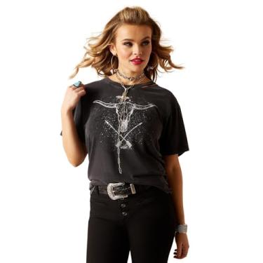 Imagem de Ariat Camiseta feminina Rock 'n' Rodeo, Lavagem a carvão, XXG