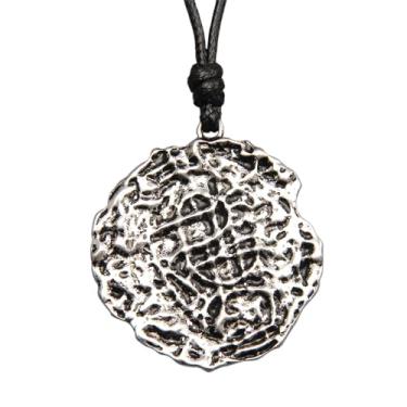 Imagem de AZORA Colar de pingente de anel múltiplo de cor bronze feito à mão estilo boho longo de corda de couro colar para mulheres, Couro, Sem Pedra Preciosa