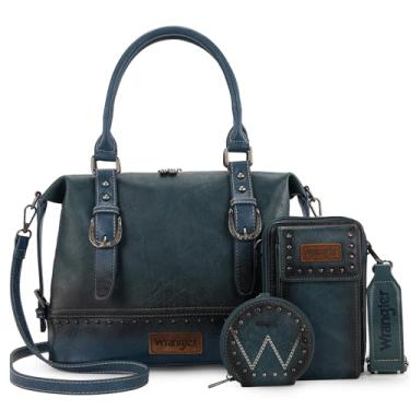 Imagem de Wrangler Bolsas Médicas Femininas 3 Peças com Bolsa de Celular e Bolsa de Moedas, Jeans Jet Oxford, Turquesa, 31,78 cm x 13,2 cm x 25,4 cm