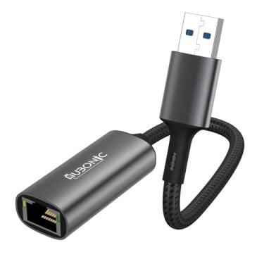 Imagem de HUBONIC Adaptador USB de Rede Ethernet RJ45 Gigabit 1000Mbps USB 3.0 liga de alumínio 20cm