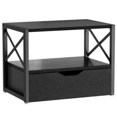 Imagem de IBUYKE Suporte de impressora de mesa de 2 níveis, organizador de mesa multiuso, suporte de impressora de madeira com armazenamento de gaveta para pastas, livros, para fax, scanner, escritório em casa,