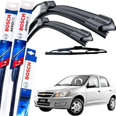 Imagem de Palheta Limpador Parabrisa Bosch Aerofit Par de Palheta Limpadora Dianteiro + Traseiro Gm celta 2004 à 2012