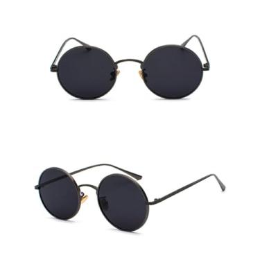 Imagem de Óculos de sol vintage masculino feminino estilo punk retrô armação de metal redonda lente colorida óculos de sol, 2, tamanho único