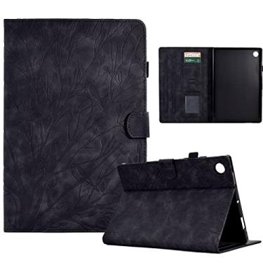 Imagem de Capa vintage para tablet compatível com Samsung Galaxy Tab A9 Plus capa de 11 polegadas, couro PU premium, visualização em vários ângulos com 2 compartimentos para cartão de crédito(Black)