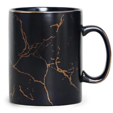 Imagem de harebe Caneca de café preta extra grande de cerâmica de 680 g com alça, canecas de café latte grandes e quentes, pode ser lavada na lava-louças, caneca gigante de grande capacidade para homens e