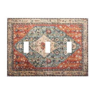 Imagem de Vintage Bohemian 3 Gang Light Switch Covers Decorative Triple Toggle Wall Plate Abstract Boho Tribal 3 Hole Dispositivo Elétrico Placa Frontal para Casa de Fazenda Banheiro Cozinha Decoração