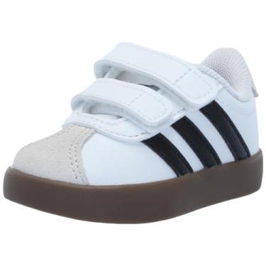 Imagem de adidas Tênis unissex para bebês Vl Court 3.0, Branco/Preto/Cinza, 18