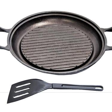 Imagem de Chapa Grill Redonda Antiaderente Alça 23X23Cm E Espátula