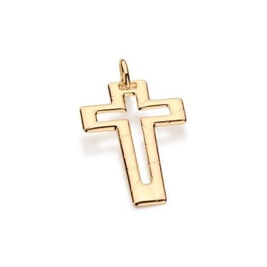 Imagem de Pingente banhado ouro 3x 24k 18k e 22k unissex cruz com detalhes romma