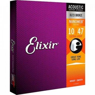 Imagem de Encordoamento Para Violão .010 Extra Light Bronze Nanoweb 11002 Elixir