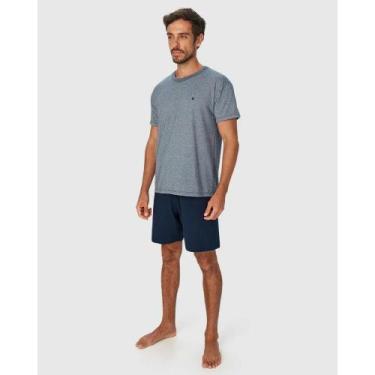 Imagem de Pijama Manga Curta Masculino Malha Fio Malwee Ref. 121197, Azul, M
