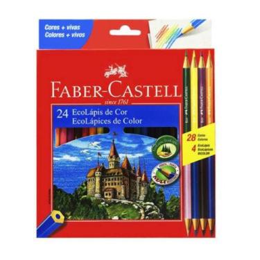 Imagem de Lapis Cor 24 Cores Faber Com 4 Ecolapis - Faber Castell