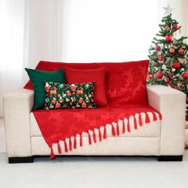 Imagem de Kit Manta Xale Sofá Natal com 3 capas de Almofadas Quadrada e Quebra R