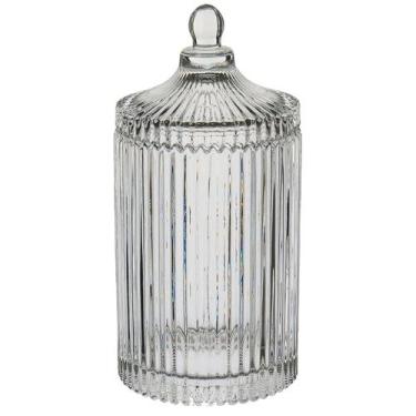 Imagem de POTICHE BOMBONIERE VASO DECORATIVO REDONDO HOME&CO COM TAMPA VIDRO 23x