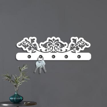 Imagem de Porta Chaves de Parede em Mdf 6 mm Arabesco PC132 - Almofábulas, Branc