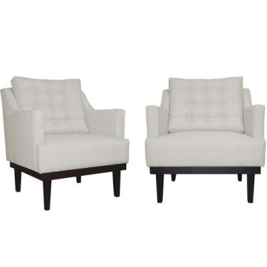 Imagem de Kit 2 Poltronas Decorativa Juliete Suede Bege Pés Madeira Ms Decor - M