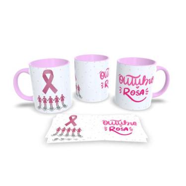 Imagem de Canecas Rosa de Porcelana Personalizadas Outubro Rosa - Estampa Sublim