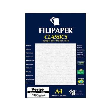 Imagem de Papel Vergê A4 Filipaper Classics 180g 50 Folhas Branco