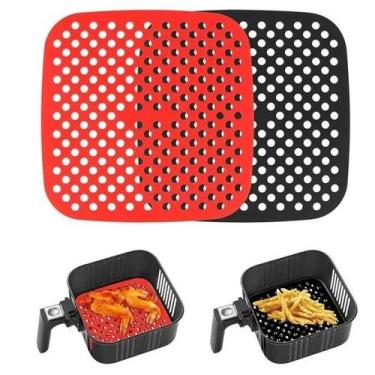 Imagem de Kit 02 Tapete Protetor Silicone Para Air Fryer Fritadeira Universal Nã