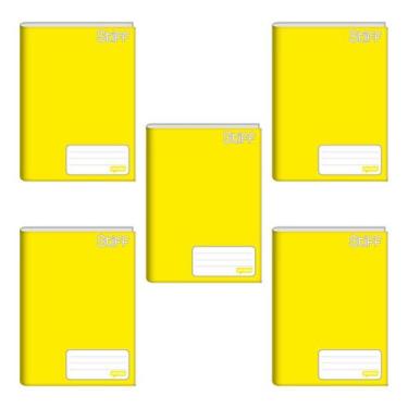 Imagem de Kit com 5 Cadernos Brochurão 96 Folhas Amarelo 20cmx27cm Jandaia